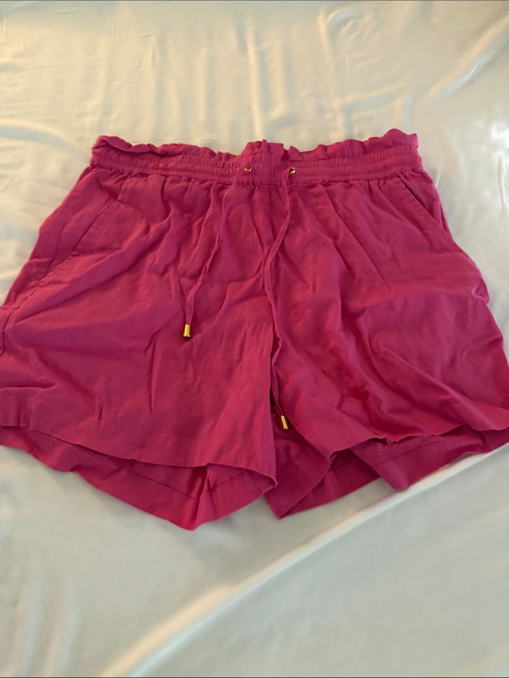 INC International Concepts Fuchsia Ruffle-Waist Drawstring Shorts